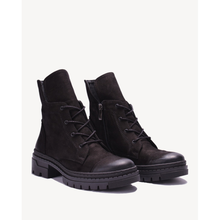 Czarne botki ocieplane skóra nubuk