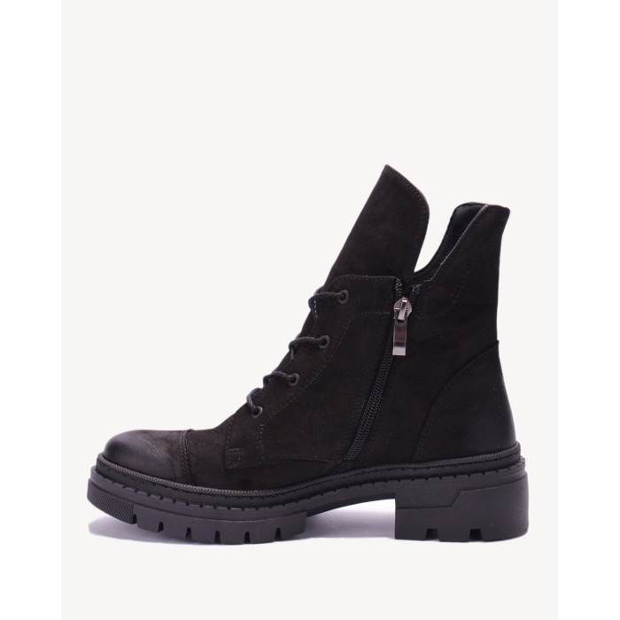 Czarne botki ocieplane skóra nubuk