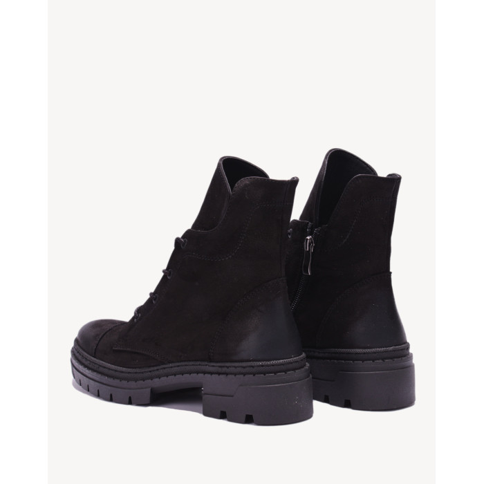 Czarne botki ocieplane skóra nubuk