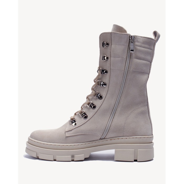 Beżowe botki ocieplane skóra zamszowa