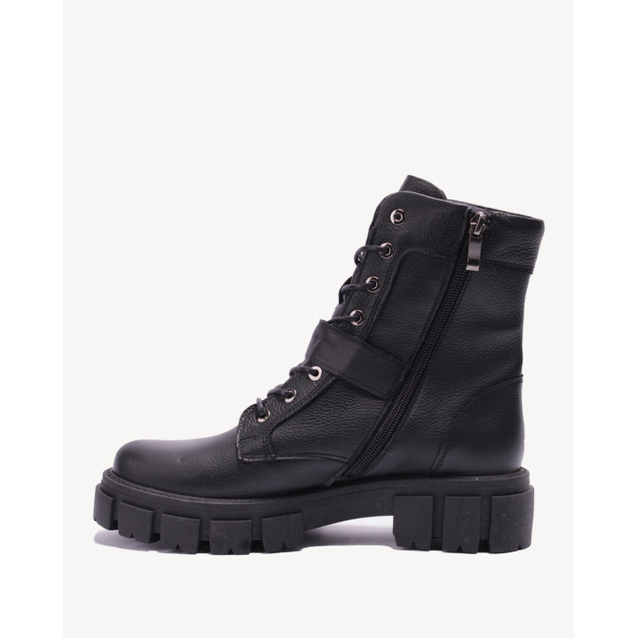 Czarne botki ocieplane ze skóry licowej