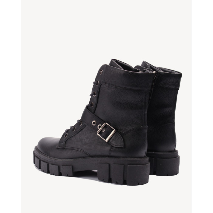Czarne botki ocieplane ze skóry licowej