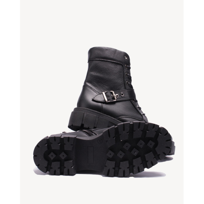 Czarne botki ocieplane ze skóry licowej