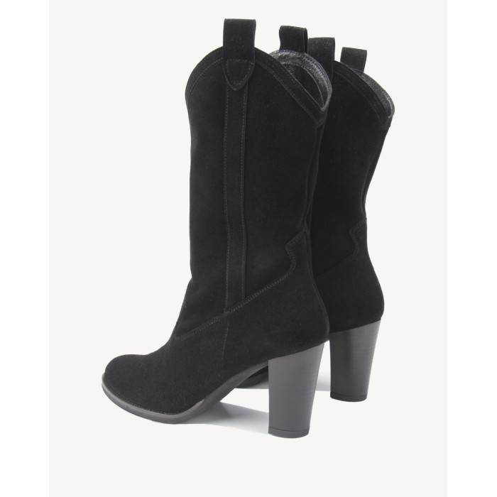 High black velour cowboy boots
