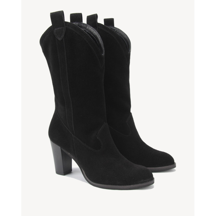 High black velour cowboy boots