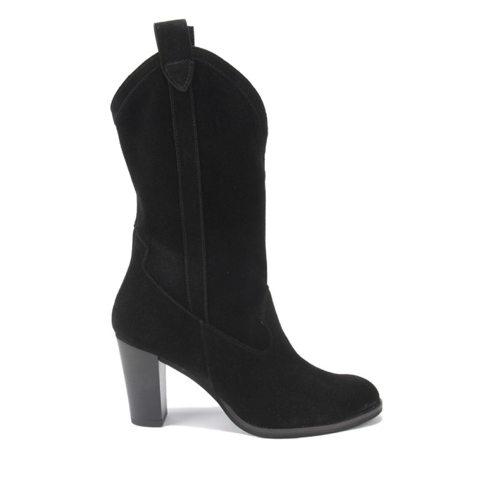 High black velour cowboy boots