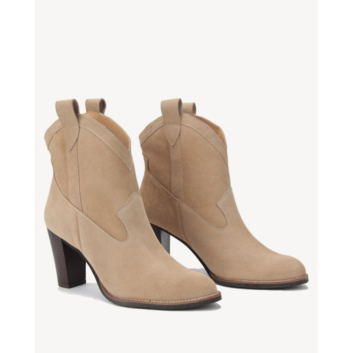 Beige velour cowboy boots