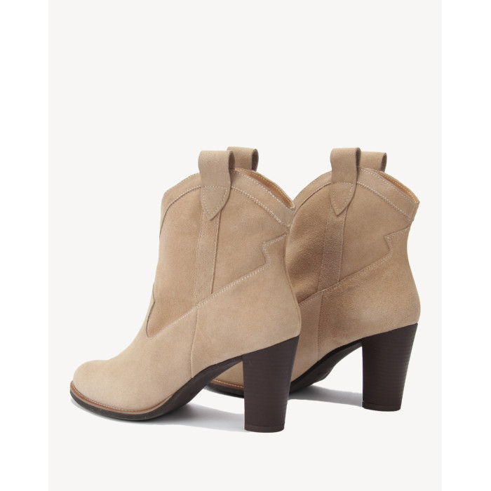 Beige velour cowboy boots