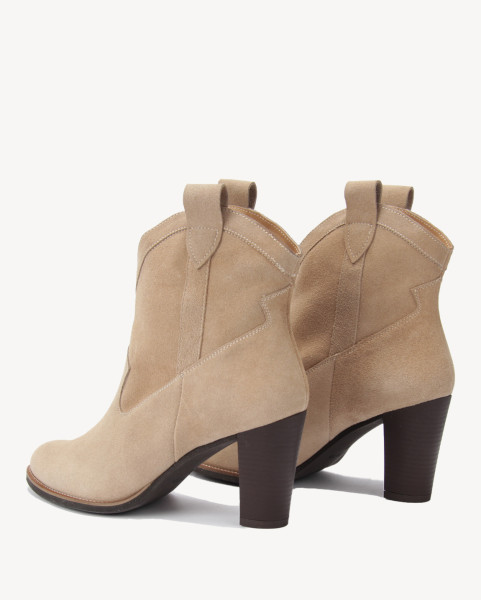 Beige velour cowboy boots