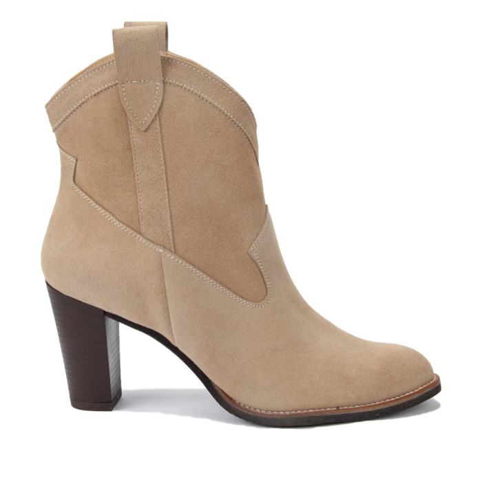 Beige velour cowboy boots