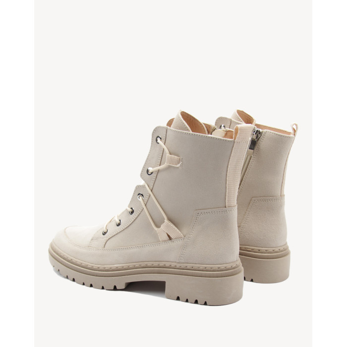 Beżowe botki skóra welur