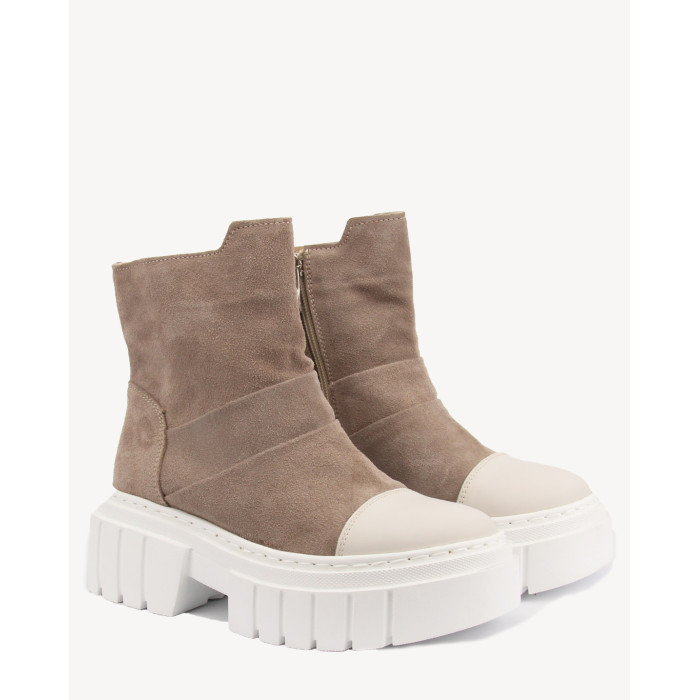 Beżowe botki skórzane BOTIMO