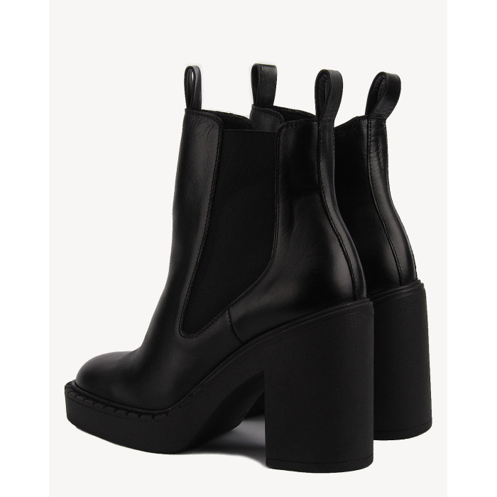 Czarne botki na obcasie ze skóry naturalnej BOTIMO