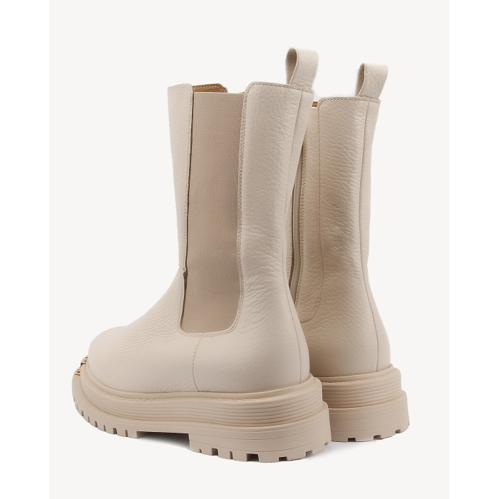 Beżowe botki skóra naturalna