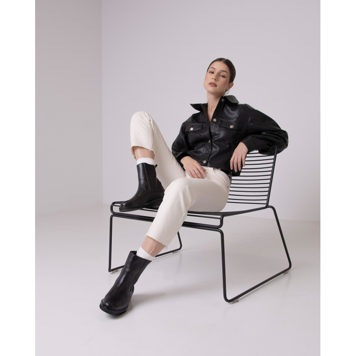 Czarne sztyblety skóra licowa