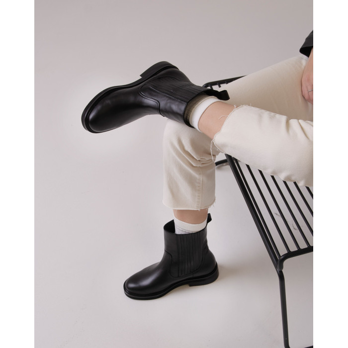 Czarne sztyblety skóra licowa