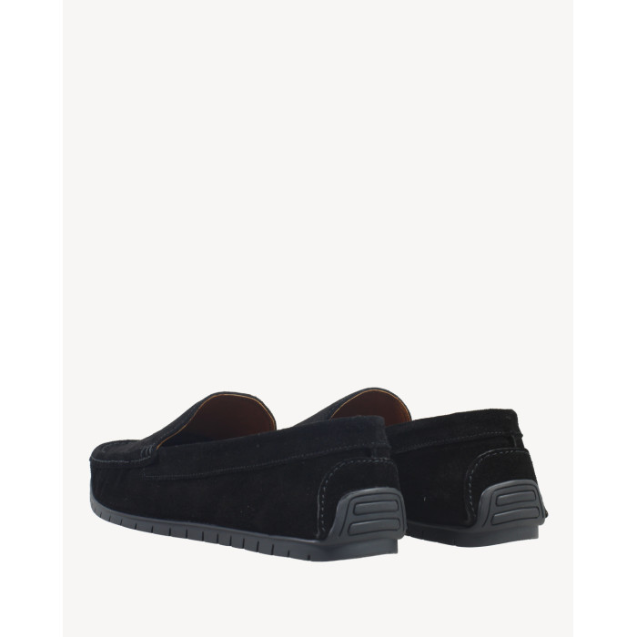 Czarne mokasyny męskie skóra welurowa