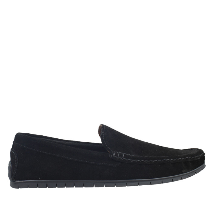 Czarne mokasyny męskie skóra welurowa