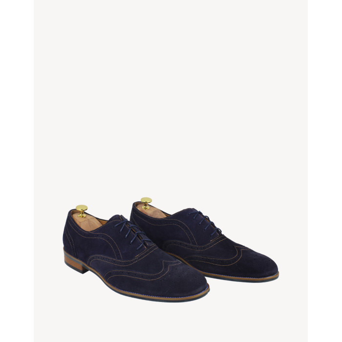 Eleganckie granatowe półbuty welurowe