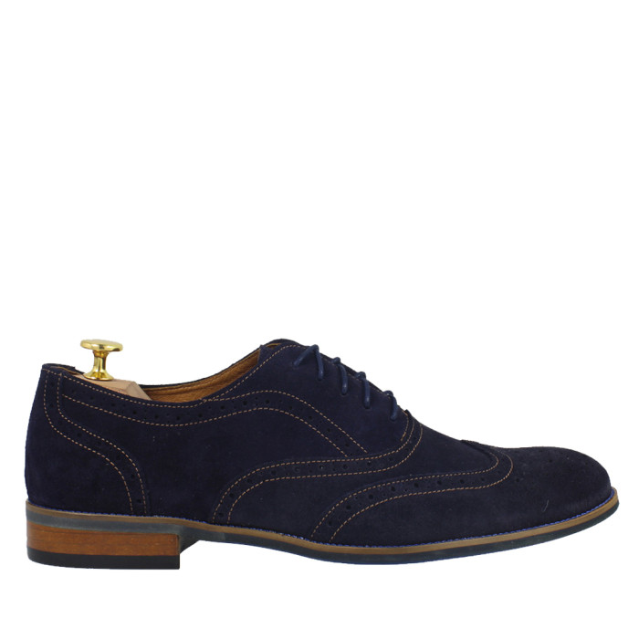 Eleganckie granatowe półbuty welurowe