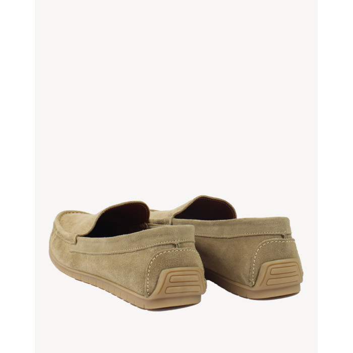 Beżowe mokasyny męskie skóra nubukowa