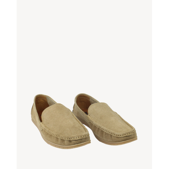 Beżowe mokasyny męskie skóra nubukowa