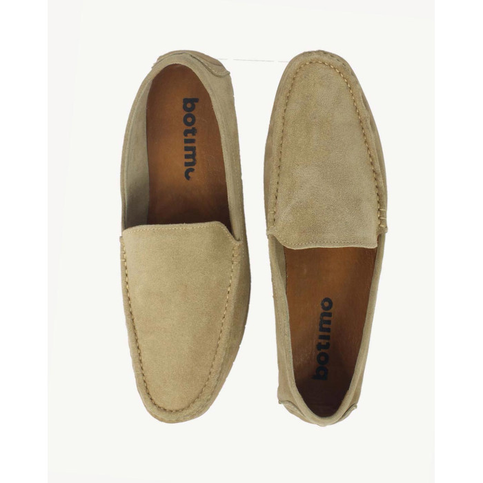 Beżowe mokasyny męskie skóra nubukowa