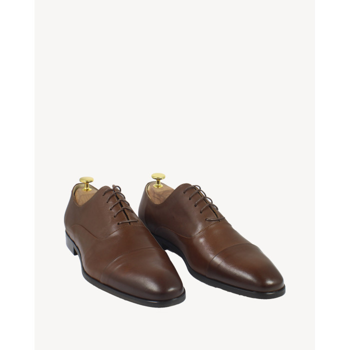 Brown formal half shoes on 2 cm heel