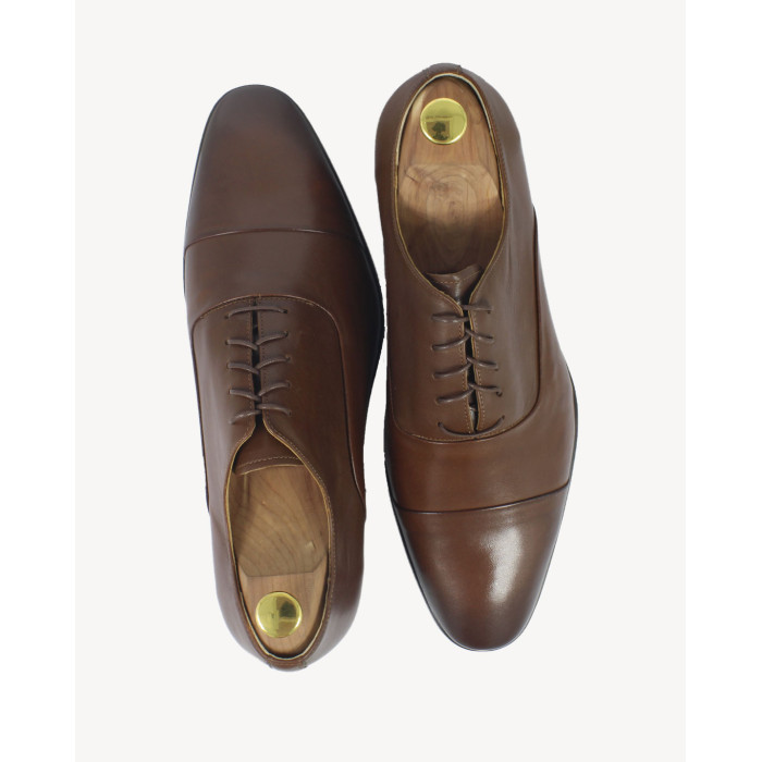 Brown formal half shoes on 2 cm heel