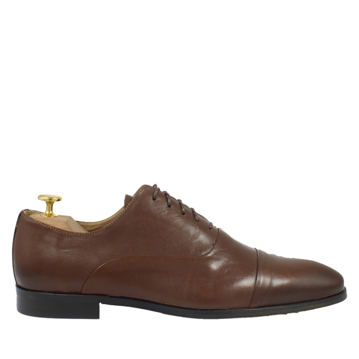 Brown formal half shoes on 2 cm heel
