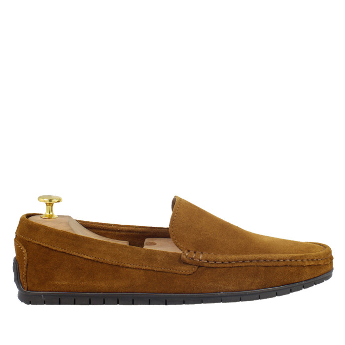 Rude mokasyny męskie skóra nubukowa