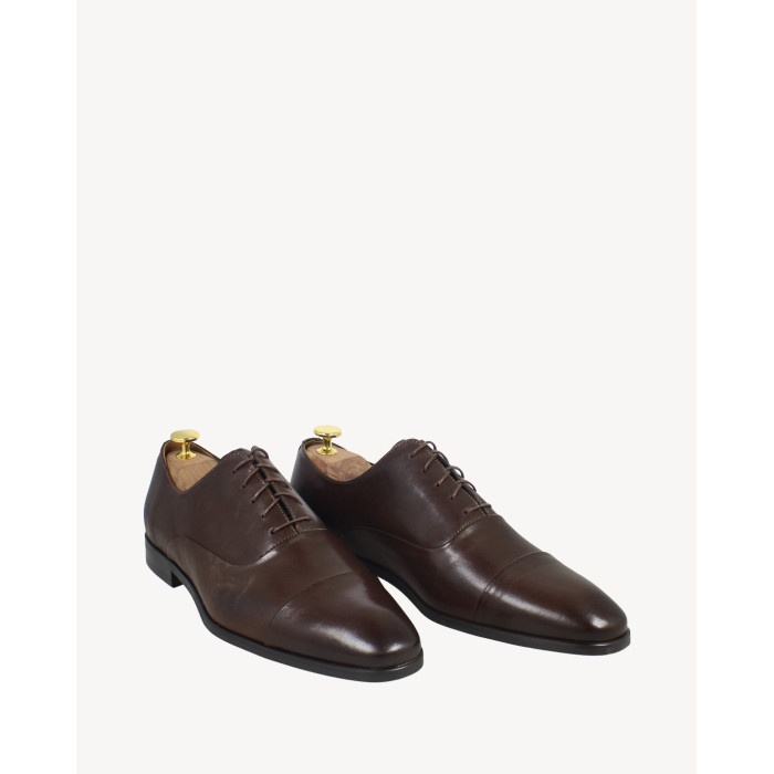 Dark brown formal half shoes with 2 cm heel