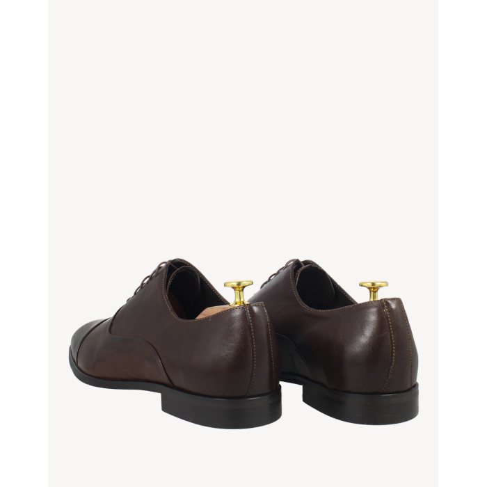 Dark brown formal half shoes with 2 cm heel