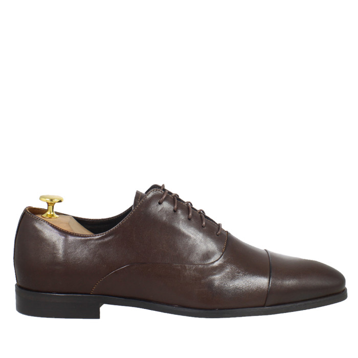 Dark brown formal half shoes with 2 cm heel