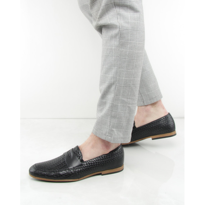 Czarne mokasyny na 1,5cm obcasie skóra licowa