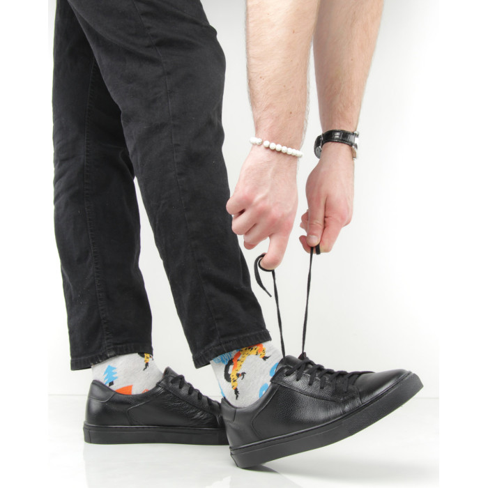 Black full grain leather sneakers