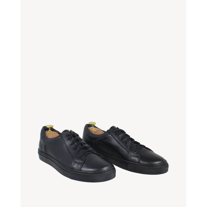 Black full grain leather sneakers