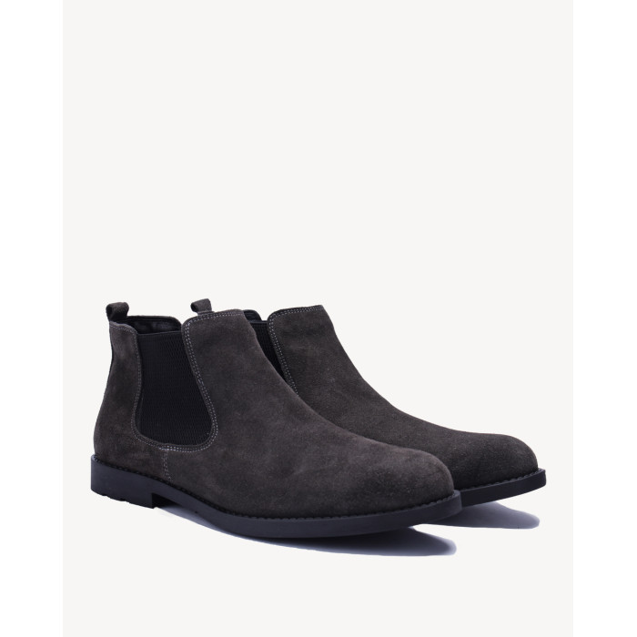 Szare Kozaki Męskie skóra welur