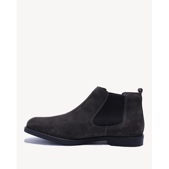 Szare Kozaki Męskie skóra welur