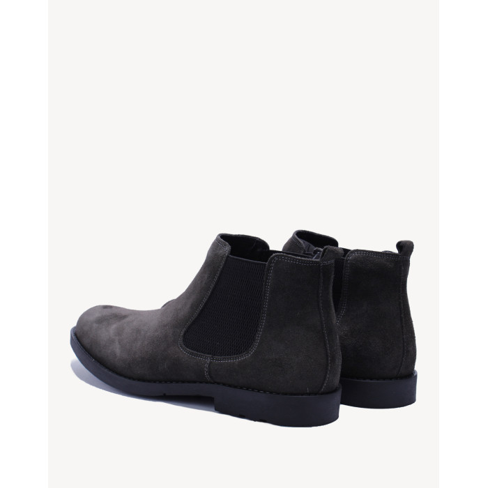 Szare Kozaki Męskie skóra welur