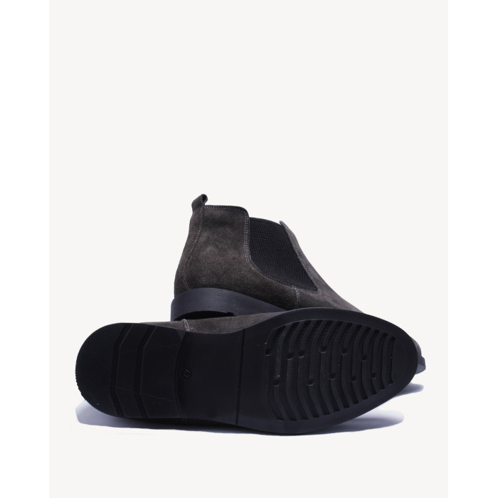 Szare Kozaki Męskie skóra welur