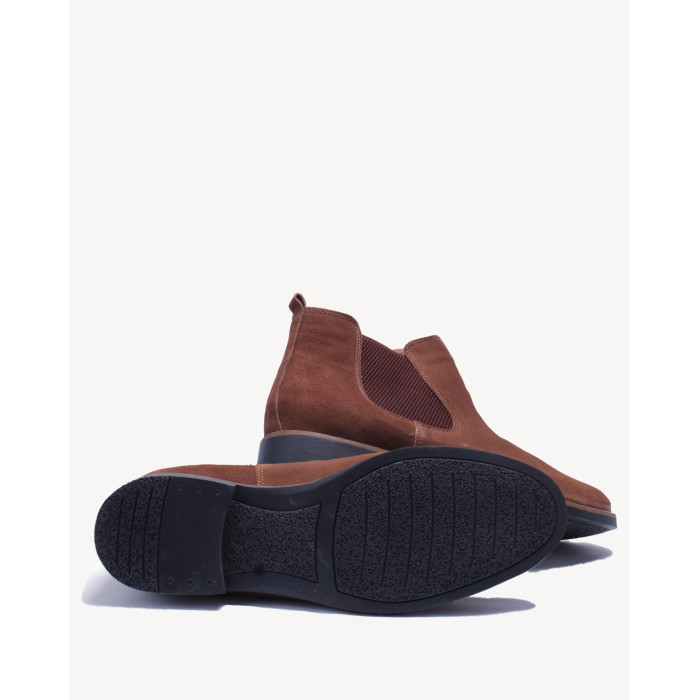 Brązowe Kozaki Męskie skóra welur