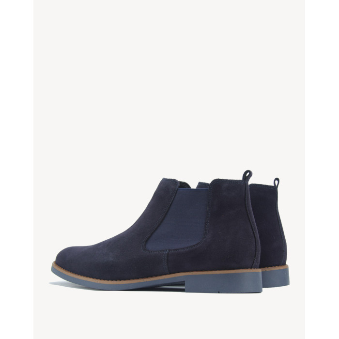 Granatowe Kozaki Męskie skóra welur