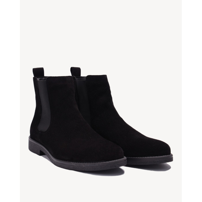 Czarne Kozaki Męskie skóra welur