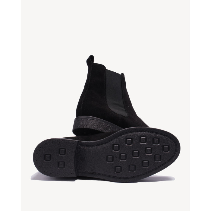 Czarne Kozaki Męskie skóra welur