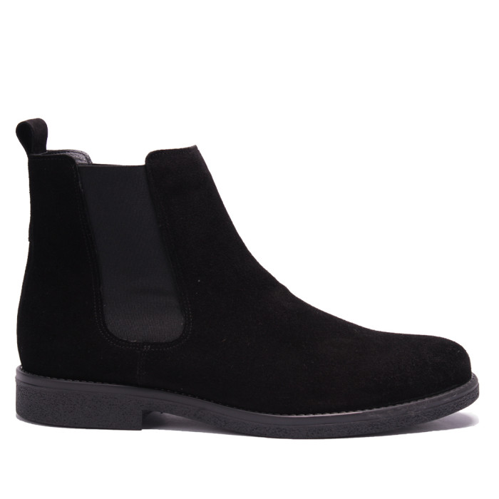 Czarne Kozaki Męskie skóra welur