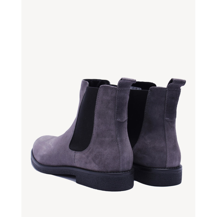 Szare Kozaki Męskie skóra welur