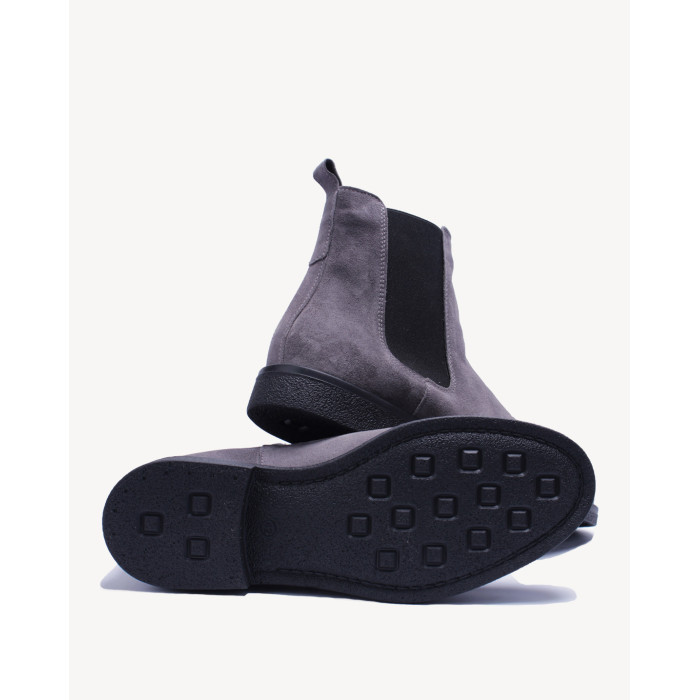 Szare Kozaki Męskie skóra welur