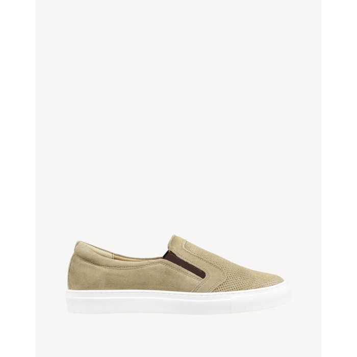 Beżowe skórzane trampki wsuwane