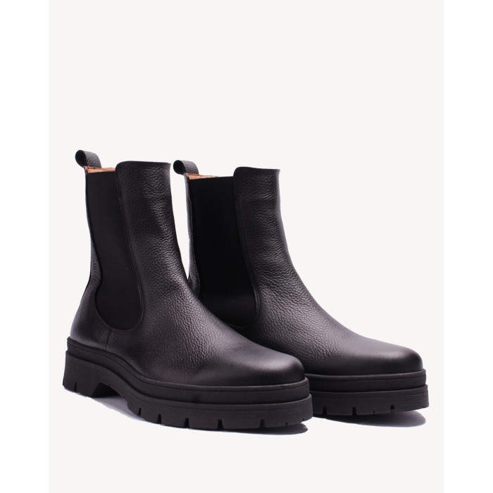 Czarne sztyblety skóra lico